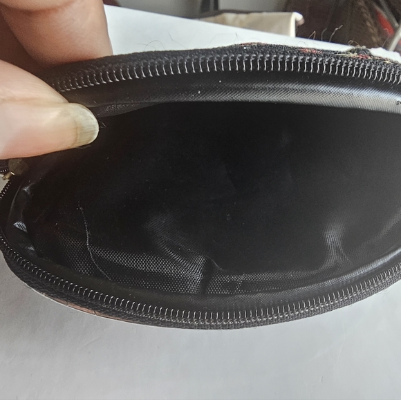 Black cream red textured boho mandala small makeup cosmetic Bag purse pouch - Picture 5 of 9